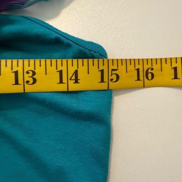 Gibson Teal Tank With Watercolor Silk Overlay Top Sz S - Picture 11 of 15